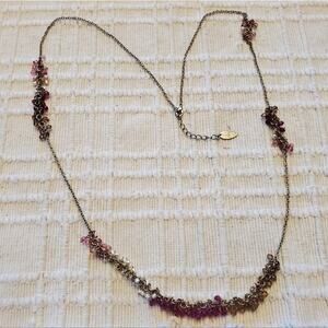 Coldwater Creek pink white and tan beaded long necklace